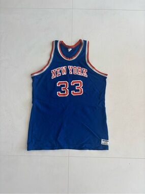 VINTAGE KNICKS JERSEY PATRICK EWING 33 Official NBA Sand Knit RARE💙🧡🏆